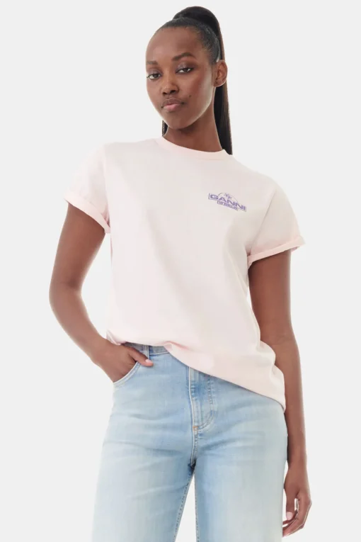 GANNI Plus Size Klær | T-skjorter<Basic Jersey Palm Trees Relaxed-T-skjorte Lotus