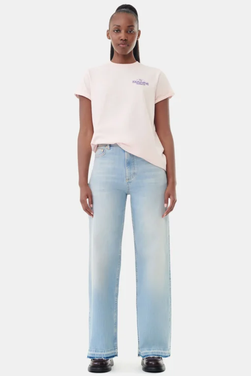 GANNI Plus Size Klær | T-skjorter<Basic Jersey Palm Trees Relaxed-T-skjorte Lotus