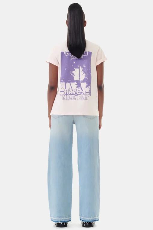 GANNI Plus Size Klær | T-skjorter<Basic Jersey Palm Trees Relaxed-T-skjorte Lotus