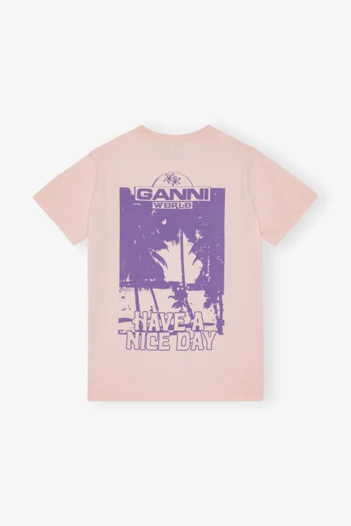 GANNI Plus Size Klær | T-skjorter<Basic Jersey Palm Trees Relaxed-T-skjorte Lotus
