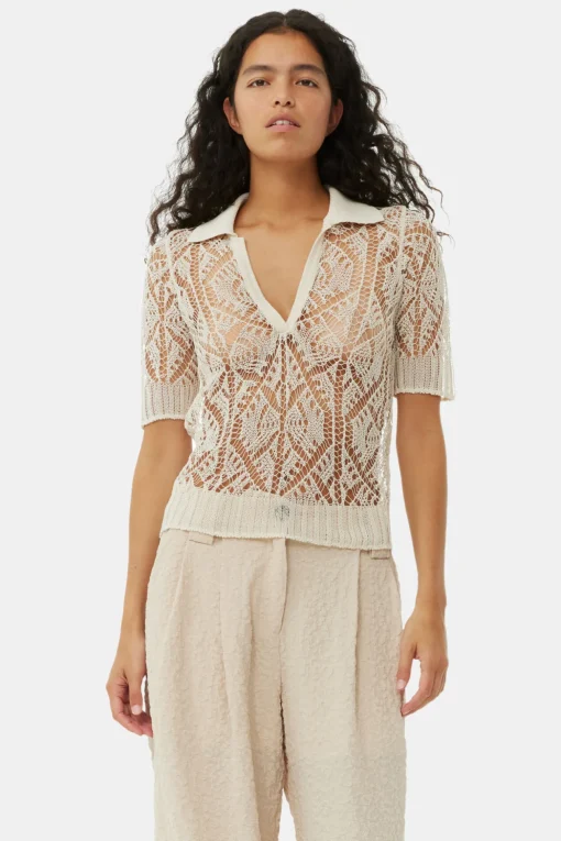 GANNI Plus Size Klær | Dresstoff<Beige Textured Suiting Mid Waist-bukse OysterGray