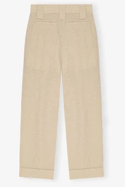 GANNI Plus Size Klær | Dresstoff<Beige Textured Suiting Mid Waist-bukse OysterGray