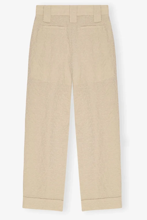 GANNI Plus Size Klær | Dresstoff<Beige Textured Suiting Mid Waist-bukse OysterGray