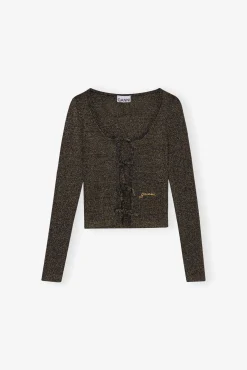 GANNI Sett | Festklær<Black and Gold Sparkle Tie String-cardigan Multicolour