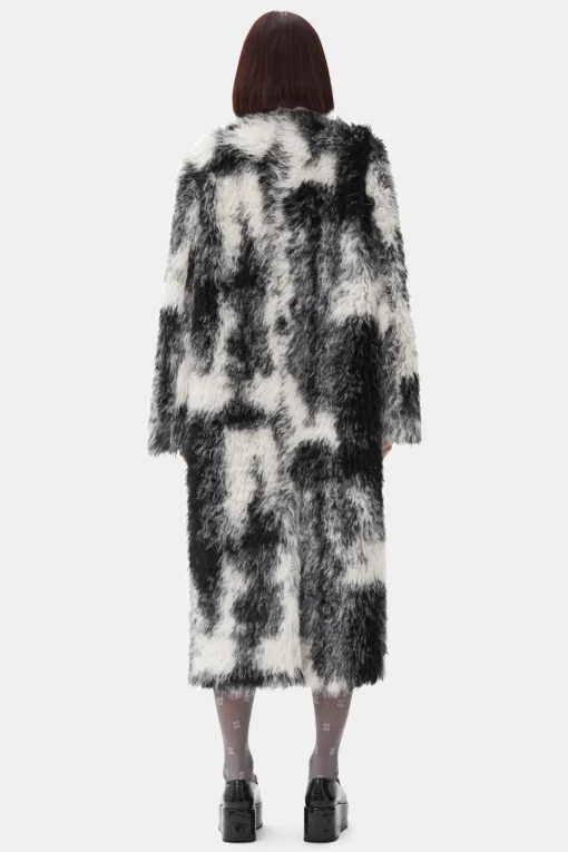 GANNI Kåper & Jakker<and White Faux Fur-kåpe Black