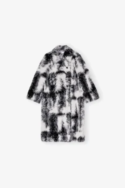 GANNI Kåper & Jakker<and White Faux Fur-kåpe Black