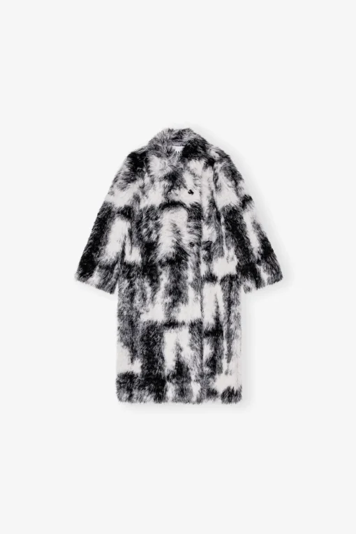 GANNI Kåper & Jakker<and White Faux Fur-kåpe Black