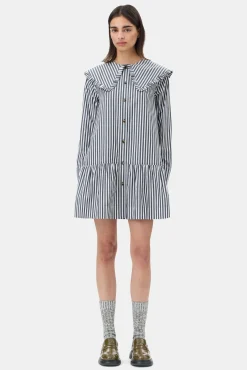 GANNI Trending Now | Ganni Exclusives<and White Stripe Mini-skjortekjole Black