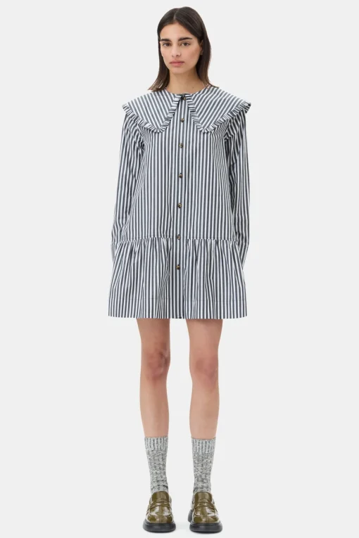 GANNI Trending Now | Ganni Exclusives<and White Stripe Mini-skjortekjole Black