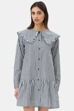 GANNI Trending Now | Ganni Exclusives<and White Stripe Mini-skjortekjole Black