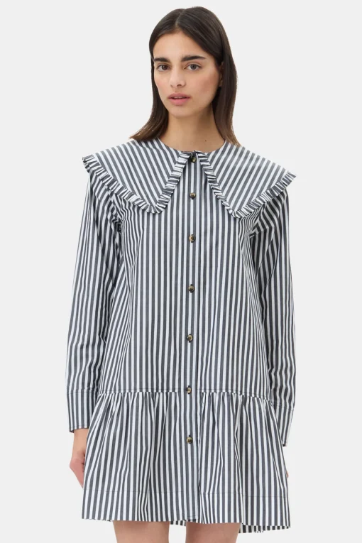 GANNI Trending Now | Ganni Exclusives<and White Stripe Mini-skjortekjole Black