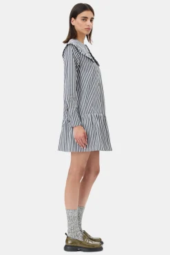 GANNI Trending Now | Ganni Exclusives<and White Stripe Mini-skjortekjole Black