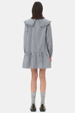 GANNI Trending Now | Ganni Exclusives<and White Stripe Mini-skjortekjole Black