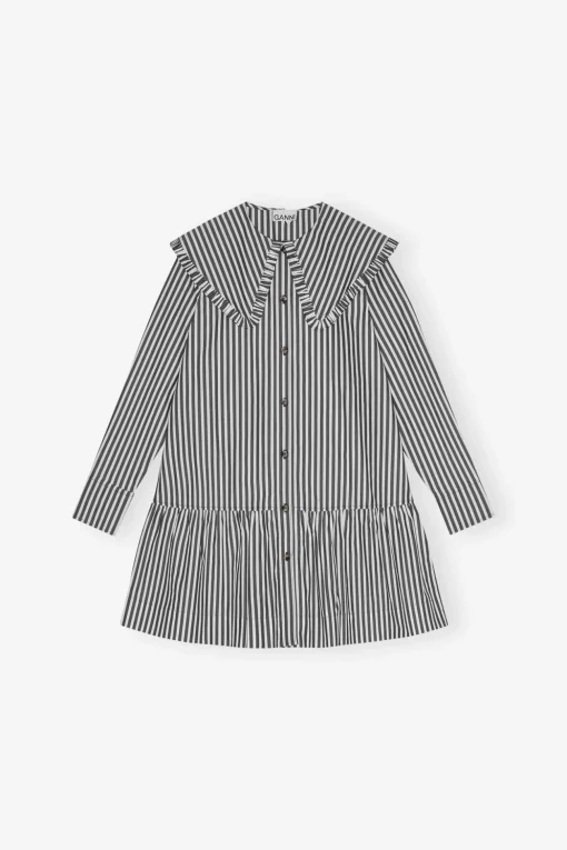 GANNI Trending Now | Ganni Exclusives<and White Stripe Mini-skjortekjole Black