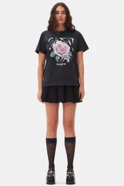 GANNI Trending Now | Plus Size Klær<Black Basic Jersey Rose Relaxed-T-skjorte Phantom