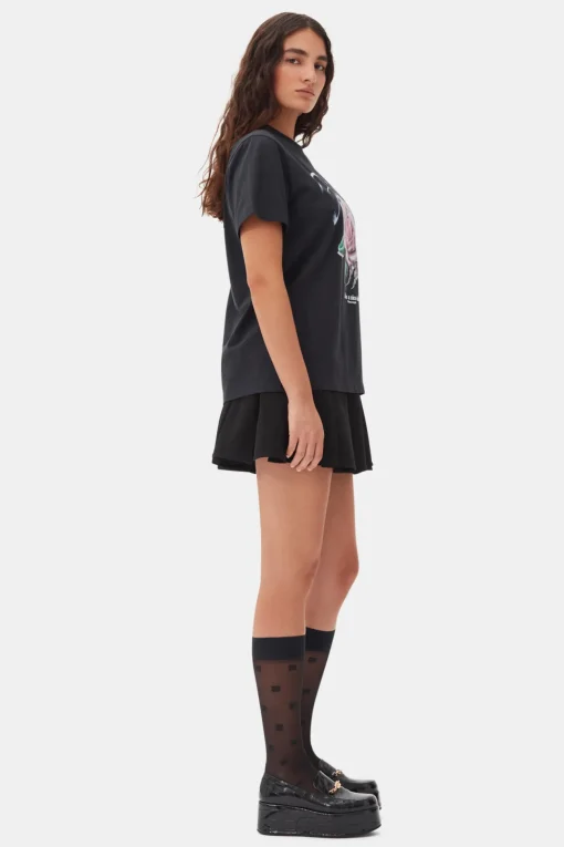 GANNI Trending Now | Plus Size Klær<Black Basic Jersey Rose Relaxed-T-skjorte Phantom