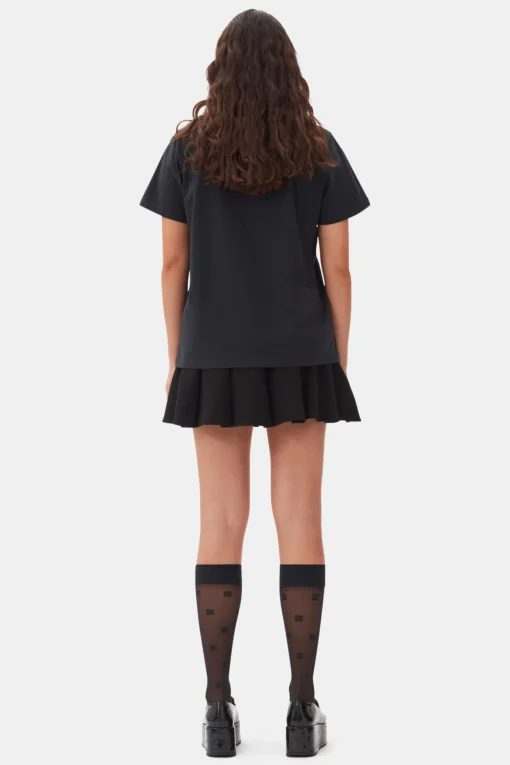 GANNI Trending Now | Plus Size Klær<Black Basic Jersey Rose Relaxed-T-skjorte Phantom