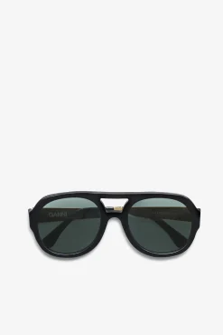 GANNI Solbriller<Chunky Aviator-solbriller Black