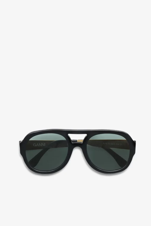 GANNI Solbriller<Chunky Aviator-solbriller Black