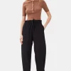 GANNI Plus Size Klær | Bukser<Drapey Melange Elasticated Waist-bukser Black