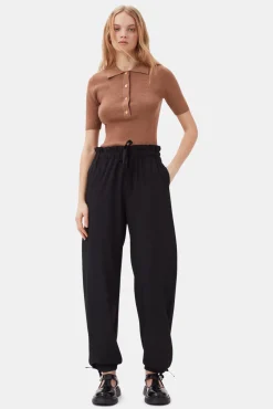 GANNI Plus Size Klær | Bukser<Drapey Melange Elasticated Waist-bukser Black