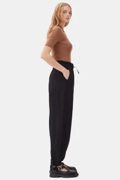 GANNI Plus Size Klær | Bukser<Drapey Melange Elasticated Waist-bukser Black