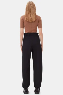 GANNI Plus Size Klær | Bukser<Drapey Melange Elasticated Waist-bukser Black
