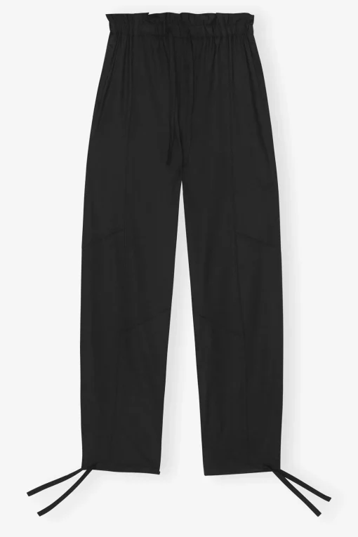 GANNI Plus Size Klær | Bukser<Drapey Melange Elasticated Waist-bukser Black