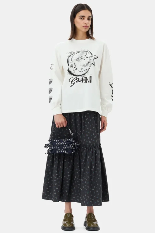 GANNI Sett | Skjørt<Black Floral Printed Maxi-skjørt Phantom