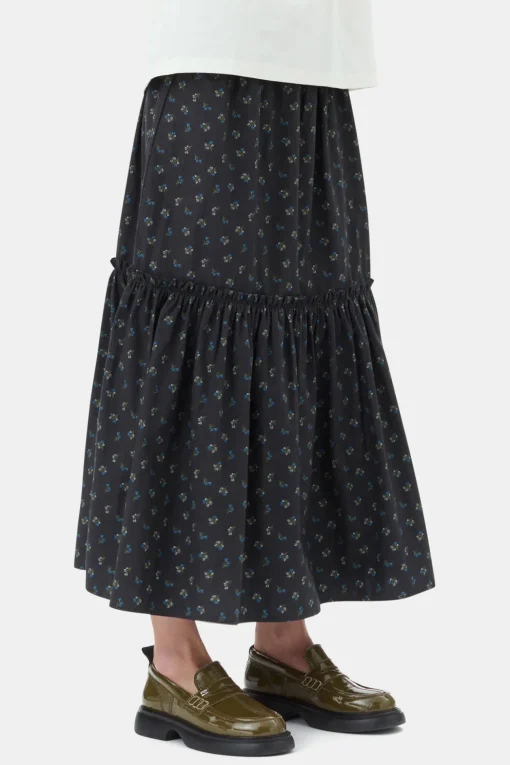 GANNI Sett | Skjørt<Black Floral Printed Maxi-skjørt Phantom