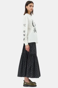 GANNI Sett | Skjørt<Black Floral Printed Maxi-skjørt Phantom
