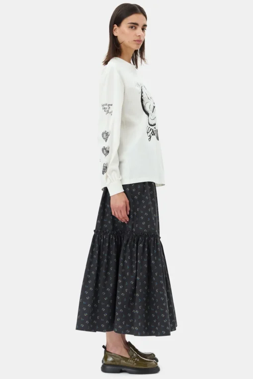 GANNI Sett | Skjørt<Black Floral Printed Maxi-skjørt Phantom