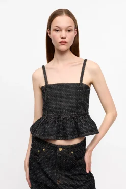 GANNI Sett | Festklær<Fluffy Denim Strap-topp Black