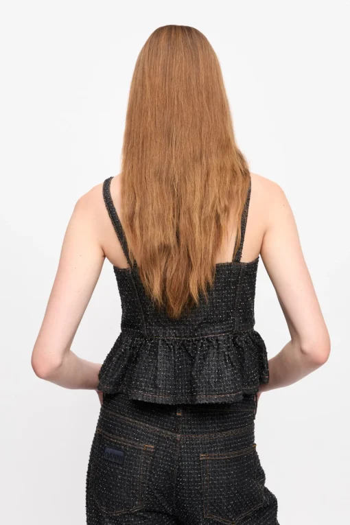 GANNI Sett | Festklær<Fluffy Denim Strap-topp Black