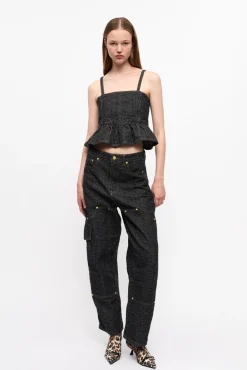 GANNI Sett | Festklær<Fluffy Denim Strap-topp Black