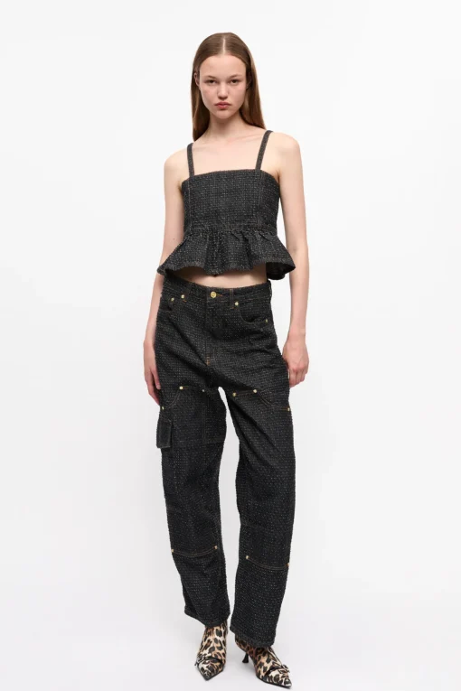GANNI Sett | Festklær<Fluffy Denim Strap-topp Black