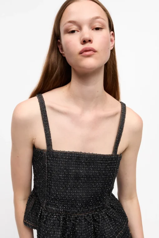 GANNI Sett | Festklær<Fluffy Denim Strap-topp Black