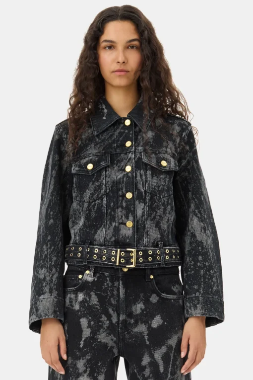 GANNI Plus Size Klær | Sett<Black Heavy Denim Belted-jakke WashedBlack/Black