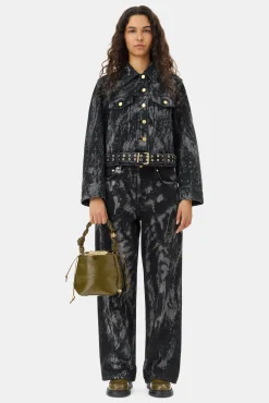 GANNI Plus Size Klær | Sett<Black Heavy Denim Belted-jakke WashedBlack/Black