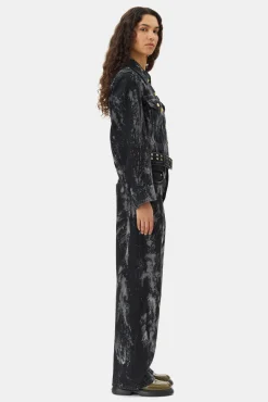 GANNI Plus Size Klær | Sett<Black Heavy Denim Belted-jakke WashedBlack/Black