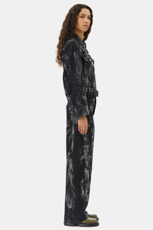 GANNI Plus Size Klær | Sett<Black Heavy Denim Belted-jakke WashedBlack/Black