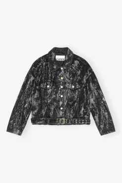 GANNI Plus Size Klær | Sett<Black Heavy Denim Belted-jakke WashedBlack/Black