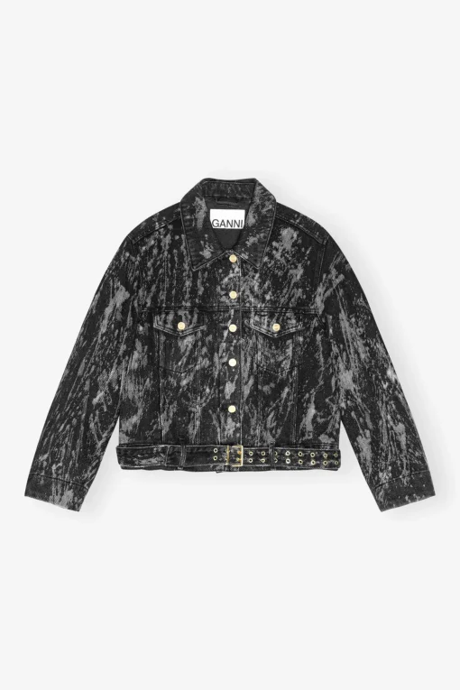 GANNI Plus Size Klær | Sett<Black Heavy Denim Belted-jakke WashedBlack/Black