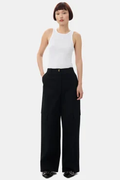 GANNI Sett | Bukser<Herringbone Canvas Mid Waist-bukse Black