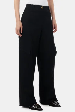 GANNI Sett | Bukser<Herringbone Canvas Mid Waist-bukse Black
