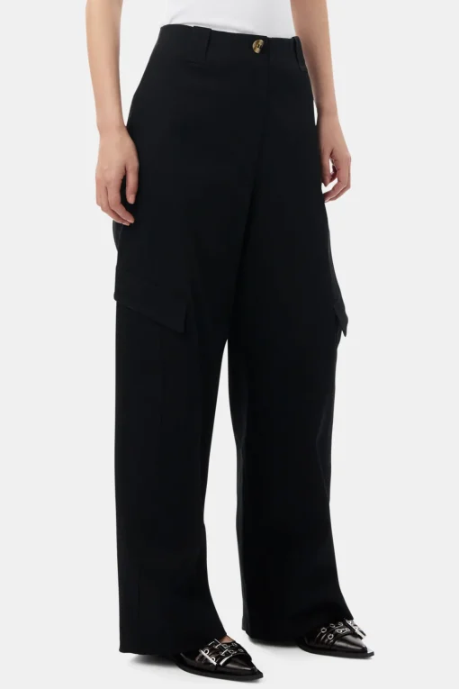 GANNI Sett | Bukser<Herringbone Canvas Mid Waist-bukse Black