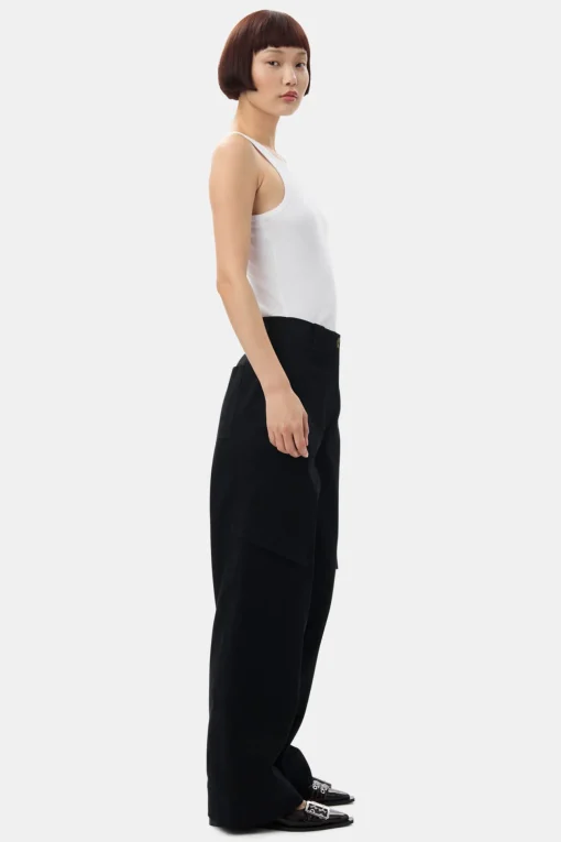 GANNI Sett | Bukser<Herringbone Canvas Mid Waist-bukse Black