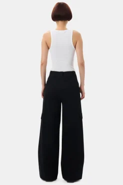 GANNI Sett | Bukser<Herringbone Canvas Mid Waist-bukse Black