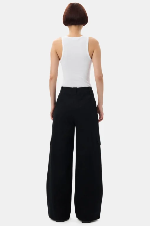 GANNI Sett | Bukser<Herringbone Canvas Mid Waist-bukse Black