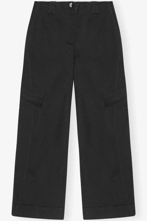 GANNI Sett | Bukser<Herringbone Canvas Mid Waist-bukse Black